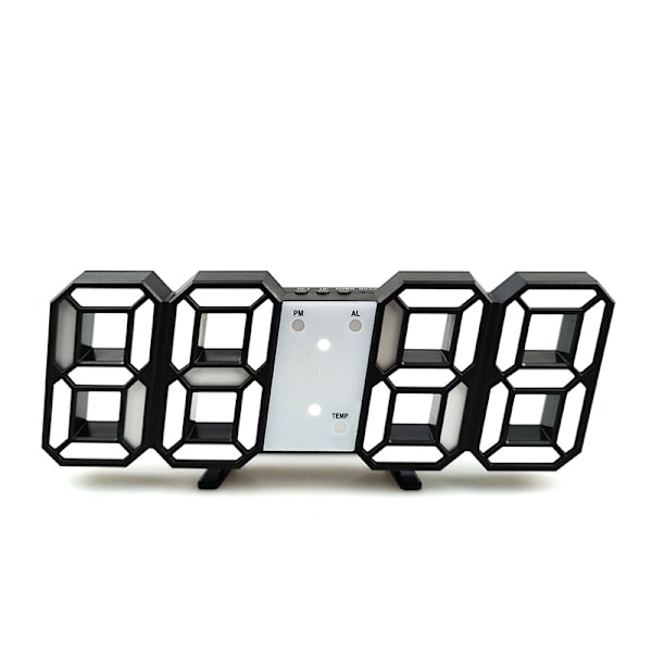 3D stor väggklocka LED digitala USB elektroniska klockor på väggen självlysande väckarklocka Bordsklocka Desktop Heminredning white