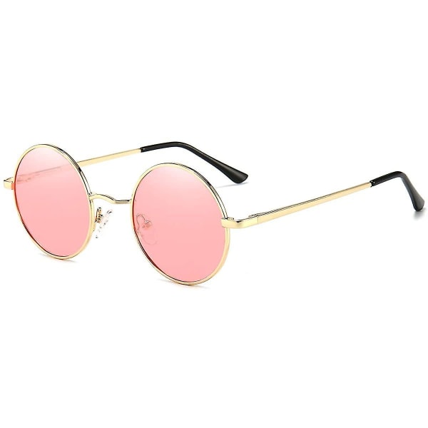 Vintage Pyöreä John Lennon Polarisoidut aurinkolasit Miesten Naisten Circle Hippie Aurinkolasit Red Ocean Lens-gold Frame