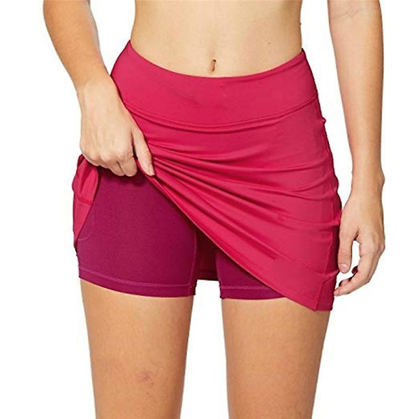 Skorts Skjørt Skjørt Dame Blyantskjørt Dame Løping Tennis Golf Trening Sport Naturlige klær XL red