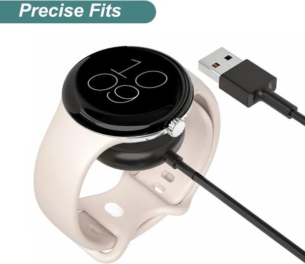 Laddare för Google Pixel Watch, 1m sladd (kompatibel) White USB-A