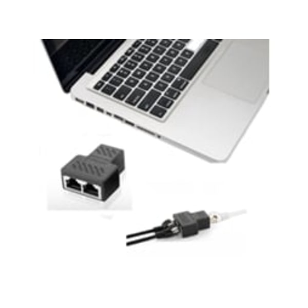Rj45 Splitter Adapter 1 til 2 Dobbel Hunn Port Cat 5/Cat 6 Lan Ethernet Socket Splitter Adapter Svart