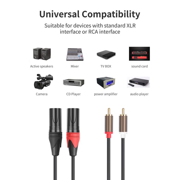 Lydkabel 2 RCA til 2 XLR hann (1,5m) 1.5m