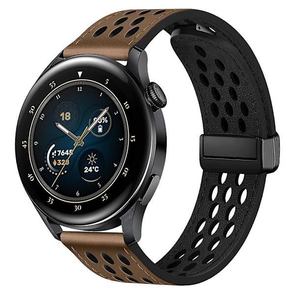 For Huawei Watch GT 3 42mm/ GT 3 Pro 20mm PU Læderrem Hulsdesign Urrem Taupe