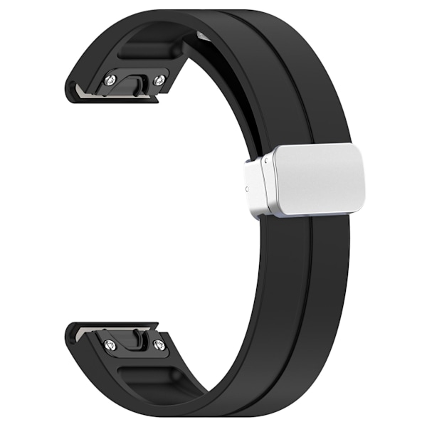 Silikone 26mm folde spænde urrem til Garmin Fenix 7x/7x Solar/tactix 7 Pro Black