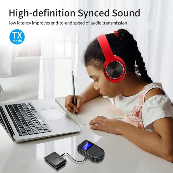 Bluetooth 4-i-1-modtager med skærm, lav latenstid Bluetooth 5.0 lydadapter
