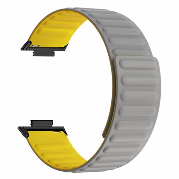 Magnetisk klockarmband i silikon, justerbart armband för Huawei Watch Fit 2 Grey Yellow