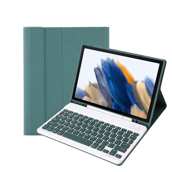 Tastaturdeksel for Samsung Galaxy Tab S9 11\" X710/716B/718U, trådløst Bluetooth-tastatur og etui i kunstskinn og pennholder mørkegrønn