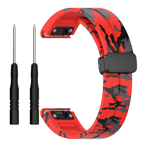 Svart spänne 22mm kamouflage handledsrem armband för Garmin Fenix 7/ Forerunner 965/955/945/935 Camo Red