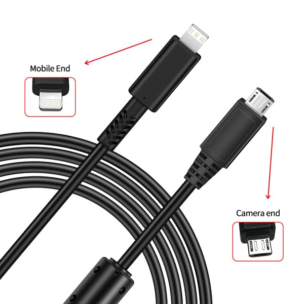 Sovittimet Micro 5Pin–Lightning OTG-kaapeli, Sony, Nikon, Fuji, Panasonic, Olympus