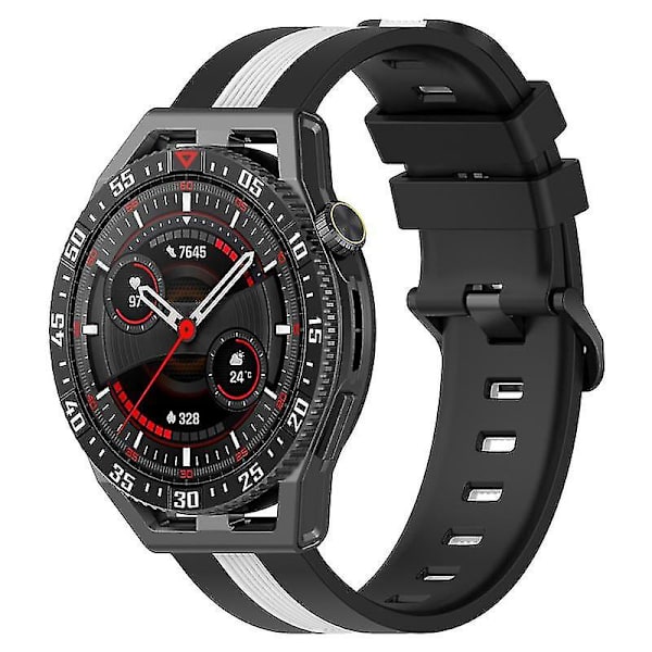 För Huawei Watch GT 3 42mm/Watch GT Silikonklockarmband Bredd 20mm Dubbel Mjuk Rem Black White A Samsung Galaxy Watch 5