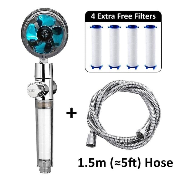 Propeller duschhuvud set 360 rotera med 1 gratis vattenfilter guldfläkt turboladdare ren regn helix eco shower B comb 1