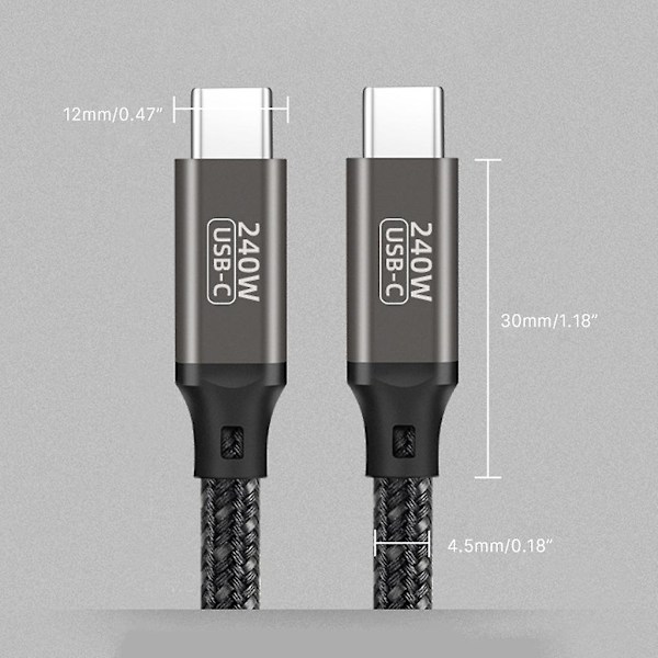 Pd240w hann-hann Type-c til Type C datakabel 5a 48v Qc3.0 hurtiglading kabel