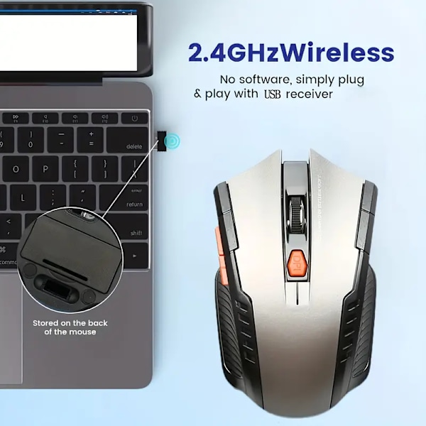 2.4G Trådløs Gaming Mus, Justerbar 800-1600Dpi (2 stk)