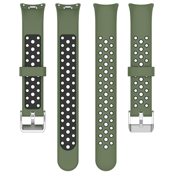 Kaksiväriset silikoniset rannekkeet Xiaomi Smart Band 8 -älykellolle, ruostumattomasta teräksestä valmistetulla liittimellä Army Green Black