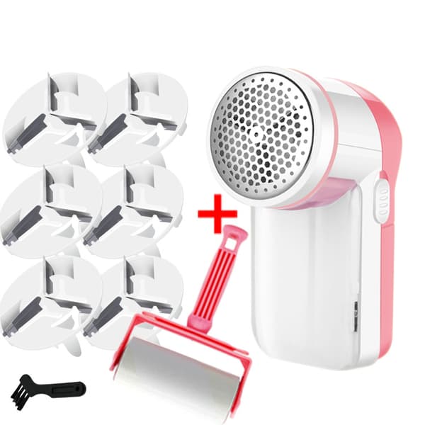 Oppladbar nuppefjerner - med 6 reserveblader og lofjerner (rosa/hvit)