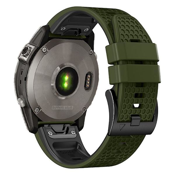 Dot Texture Watch Band til Garmin Fenix 7 / Forerunner 965 / 955 / 945 / 935, Blød Silikon Dual-farvet Rem Army Green Black