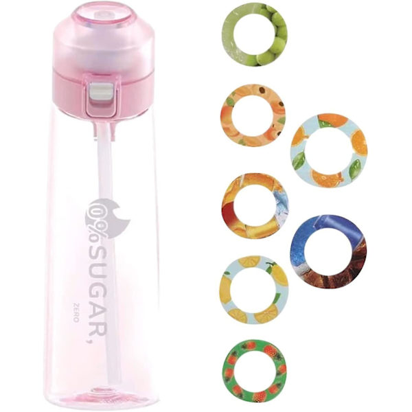 Fruktdoft luktande vattenflaska med sugrör, BPA-fri och läcksäker gymflaska idealisk för fitness och utomhus(650 ml) Pink 650ml