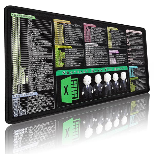 Excel Snarveisknapper Musematte, Utvidet Stor Snarveismusematte, PC Office Regneark Tastaturmatte, Sklisikker Sydd Kant 400*900*2Mm Excel