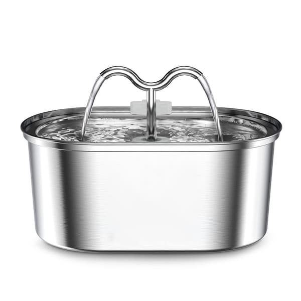 Automatisk springvand (Y-21) til kæledyr, 3,2L rustfrit stål oval, bølge vandudløb