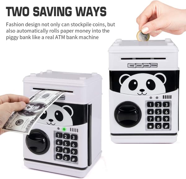 Spargris, Elektronisk Hæveautomat Med Adgangskodelås, Søde Gaver Til Børn (Panda)