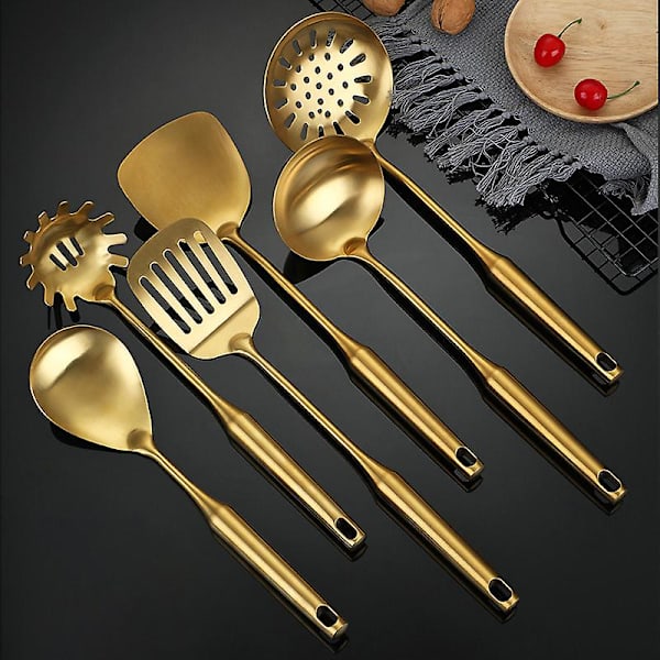 Rustfrit Stål Køkkengrej Sæt Guld Suppeske Spatel Rustfri One Set
