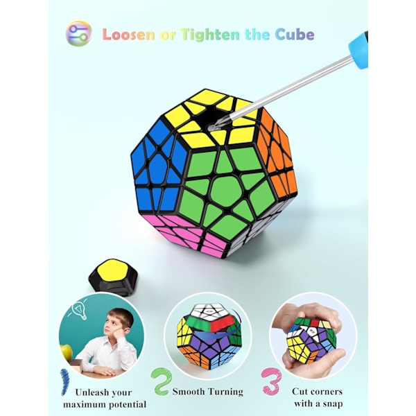 Dodekahedron Kuutio, 3X3X3 Viisikulmainen Nopeuskuutio Dodekahedron Magic Cube Puzzle Leikki