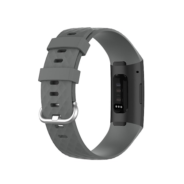 18mm Silverfärgat spänne TPU handledsrem armband för Fitbit Charge 4 / Charge 3 SE, Storlek: L Grey