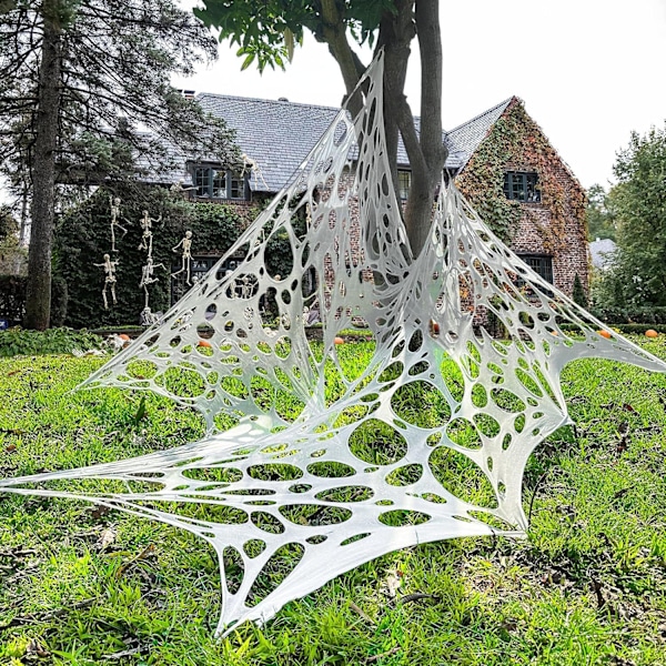 Jätte Spindelnät Halloween Dekorationer Lämpliga För Inomhus Och Utomhus Dekorationer Festtillbehör Gör 100*800Cm