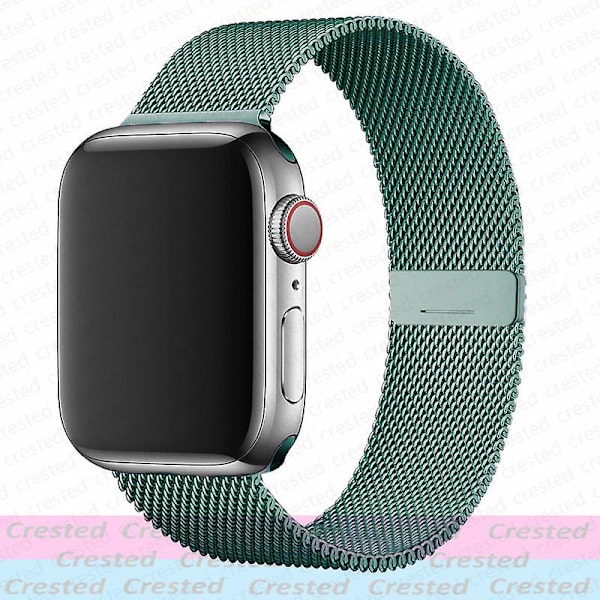 Milanese Loop Strap För Apple Watch Ultra Band 44mm 40mm 45mm 41mm 49mm 42mm 38mm 44 Mm Correa Armband Iwatch Series 3 6 Se 7 8 38mm 40mm 41mm Pine green