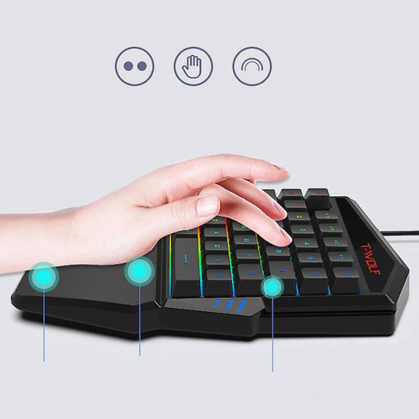 Enhånds Rgb-spilltastatur Usb-kablet enhånds mekanisk følelsestastatur Keyboard and Mouse