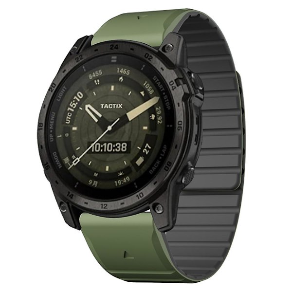 For Garmin Fenix 5 / 5X / 6X / 7X urrem 22mm Dual Color Silikon Smart Watch Band Army Green  Black