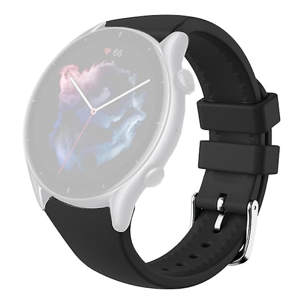 22mm Silikonklockarmband för Huami Amazfti Gtr 4/gtr 3/gtr 3 Pro / Huawei Watch Gt 3 42/46mm Black