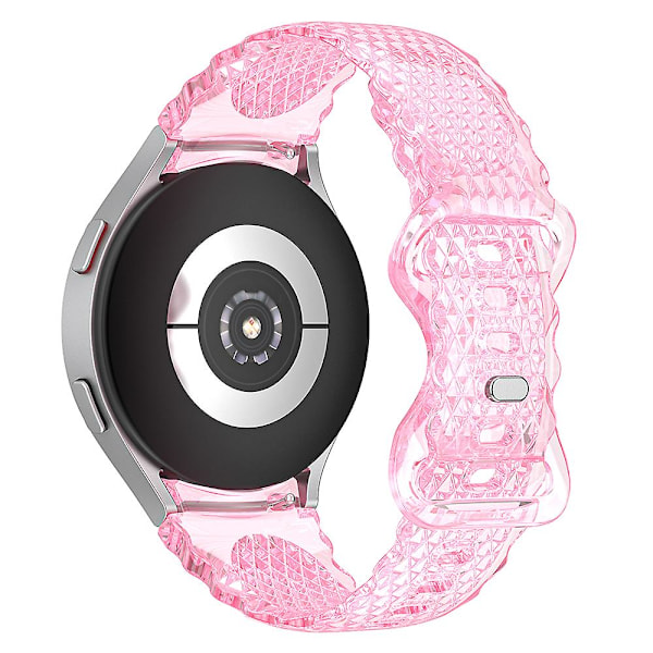 Tpu-rem til Samsung Galaxy Watch4 40mm 44mm / Watch 5 40mm 44mm, gennemsigtig rem med halvmåne-blomsterkant Transparent Pink