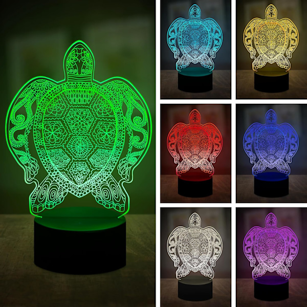 Sjösköldpadda Nattlampa Optisk Illusion Lampor - 3D Hologram Illusion Led Lampa För Sovrum Nattlampa