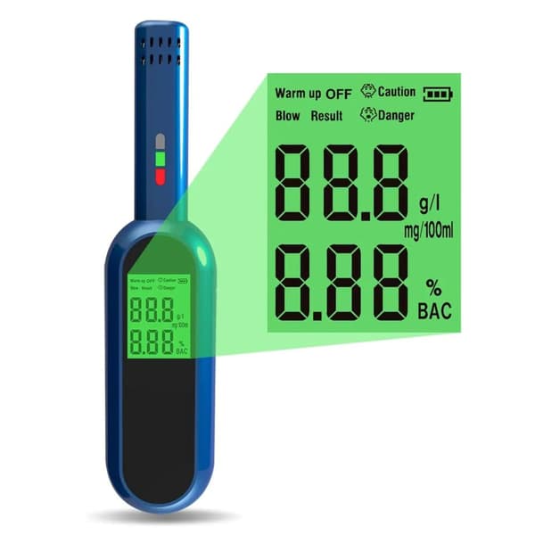 Alkomätare Högprecision Ljudlarm med LCD-display Alkoholdetektor, Blå Blue