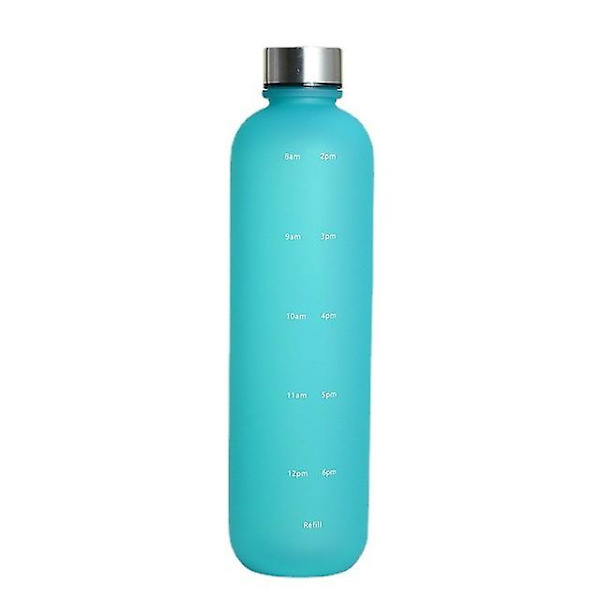 1l vattenflaska med markör Återanvändbar Fitness Utomhus Resor Läcksäker Blue