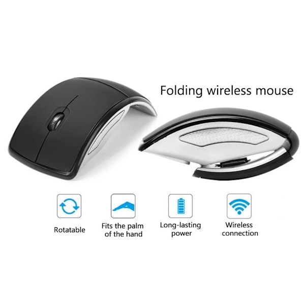 Foldbar Optisk Trådløs Mus MED USB-modtager (HVID)