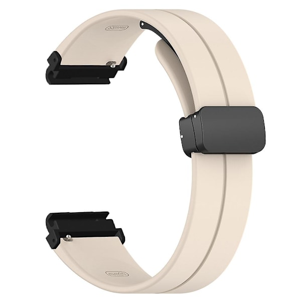 Magnetisk spenne silikon klokkearmbånd for Garmin Fenix 7s/7s Solar/6s/5s, med 20mm PC-kontakt Retro White