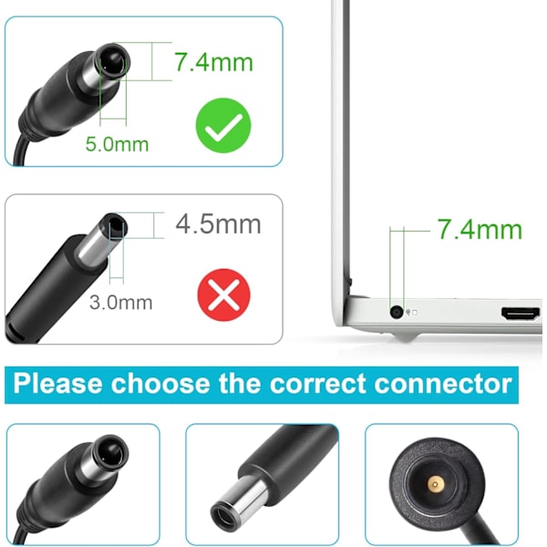 Laddare - 65W 19.5V 3.34A 7.4*5.0Mm AC-adapter för Dell E6420 E6430 E5430 E6320