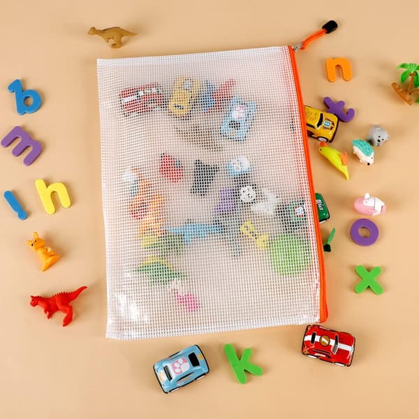 Vanntett nettingmappe med glidelås, brevstørrelse/A4-størrelse 16Pcs