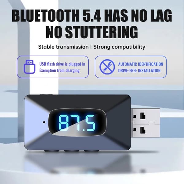 Bluetooth 5.4 FM-sändare Handsfree-samtal