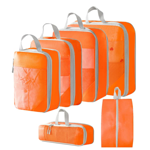 Kuffert Organizer Taskesæt, Med Skotasker 6-pak (Orange)