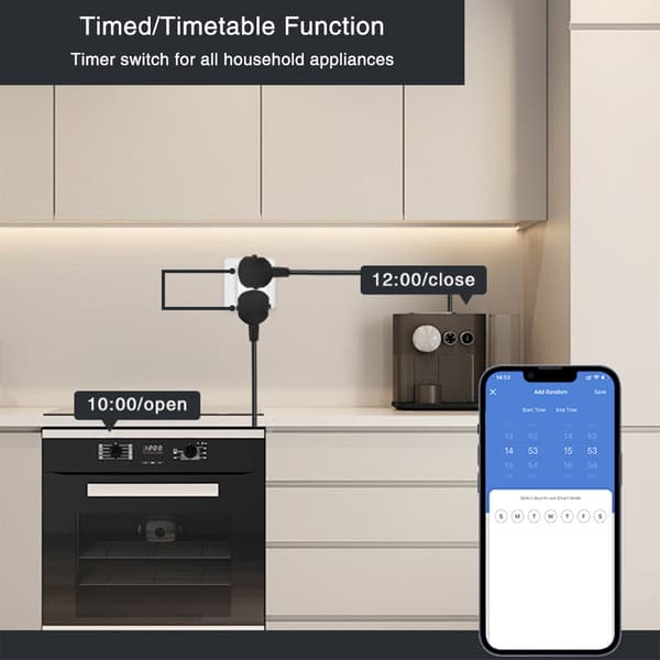 Smart stikdåse dobbeltstik, 16A Wifi-stik med stemmestyring, kompatibel med Zigbee/Blemesh/Ty App
