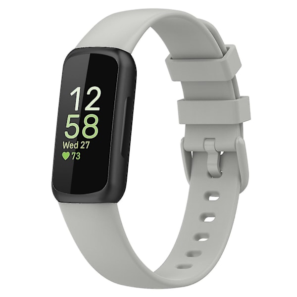 For Fitbit Inspire 3 Solid Silikon Watch Band Pin Buckle Wrist Strap Replacement, Størrelse: L Grey, Rock Grey J Fitbit Inspire 3