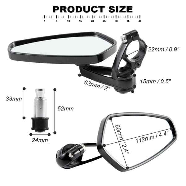 1 par 7/8\" 22mm motorcykel aluminium stångände sidospegel (silver) Silver