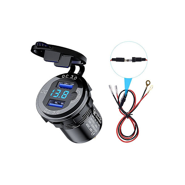 Usb-pistorasia, kaksoisnopea lataus 3.0 Usb-autonlaturi 36w Usb-virtapistorasia Black