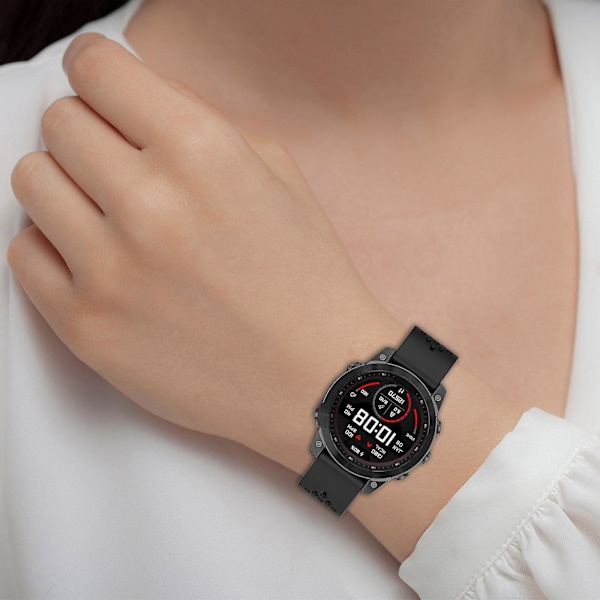 26mm Andningsbart Klockarmband För Garmin Tactix 7 Pro/fenix 7x/fenix 7x, Solsilikon Klockarmband Med Fällbart Spänne Red