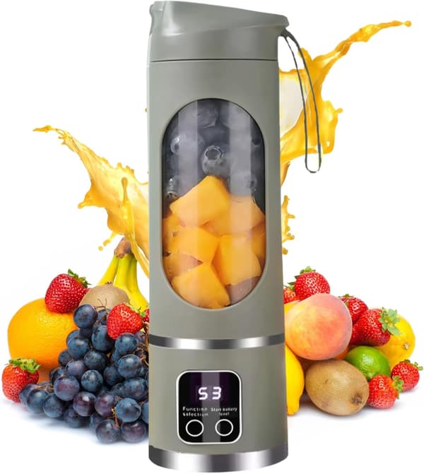 Juicer 16Oz/500Ml Med 12 Knive I Rustfrit Stål, Multi-Hastighedskontrol, 7.4V (Grøn)