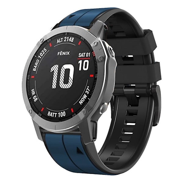 Til Garmin Descent G1/Fenix 7/Fenix 6 Pro/Fenix 5 Plus Dual Color Silikone Rem Dark Blue Black
