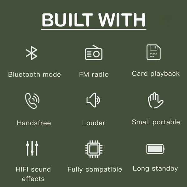Coluna Bluetooth med 10 timers spilletid (Grøn)
